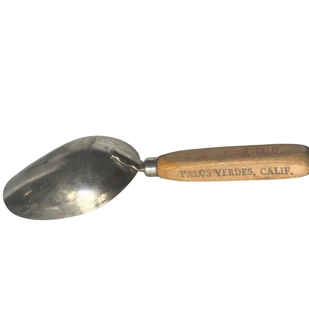 Vintage A&S 1/4‎ Cup Aluminum Scoop Wood Handle Advertising Palos Verdes CA